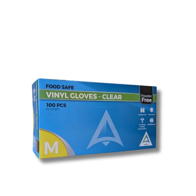 Vinyl Gloves | Food Safe Powder Free | Clear | Medium | 100pcs