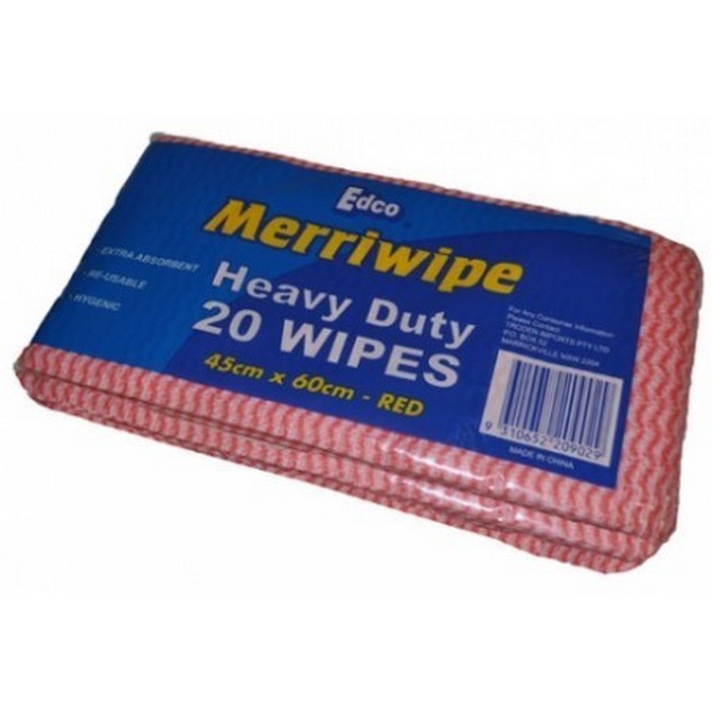 Wipes | Heavy Duty Red | 45X60cm | 20pcs