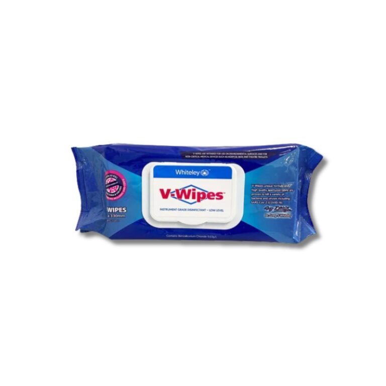 V wipes pack of 50 210634. ideal for hygiene and disinfection requirements in medical and aged care settings