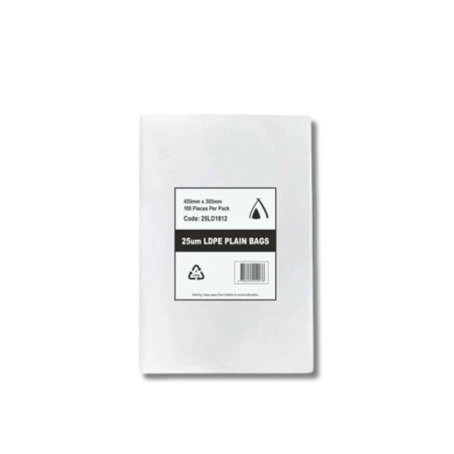 Plain Bags | LDPE 25µm | Clear | 18x12" 455x305 | 1000pcs
