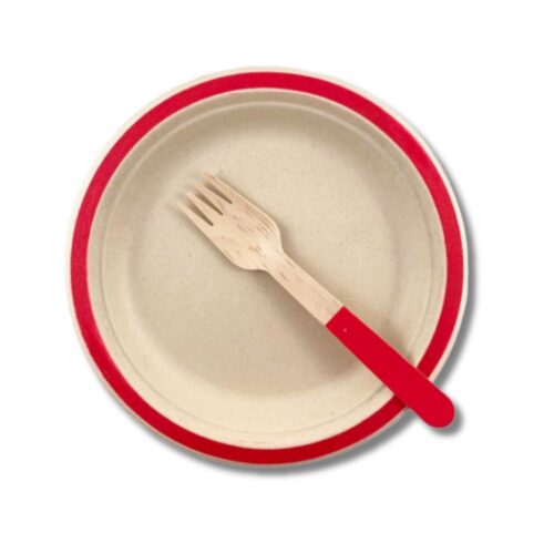 Plates | Natural + Red Ring | 100pcs