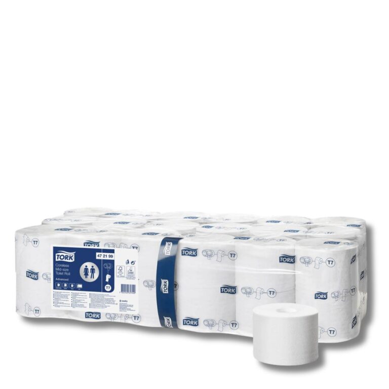 Tork Coreless Mid-Size Toilet Rolls provide reliable, hygienic, and cost-efficient restroom solutions for busy facilities.