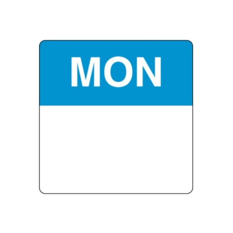 Removable Labels | Monday | 24mm Square | 1000pcs
