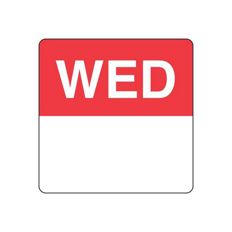 Removable Labels | Wednesday | 75mm Square | 500roll