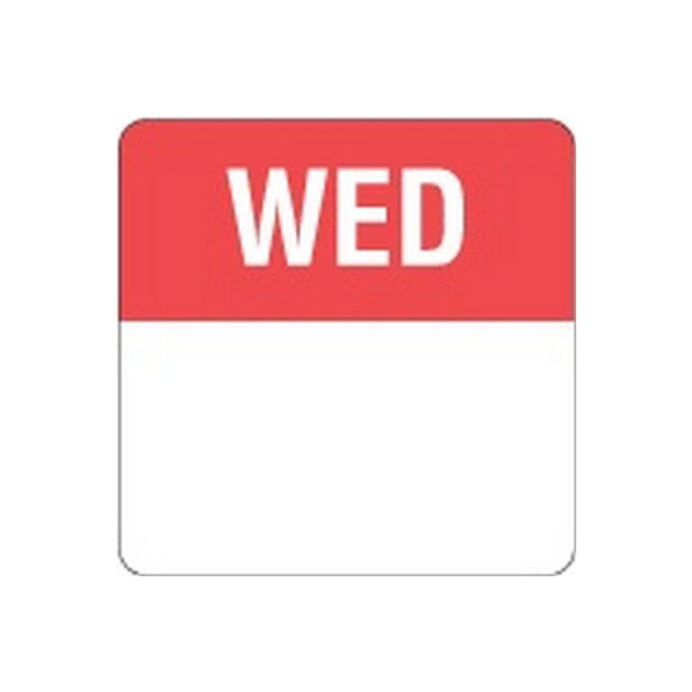 Removable Labels | Wednesday | 24mm Square | 1000pcs