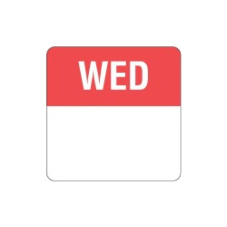Removable Labels | Wednesday | 24mm Square | 1000roll
