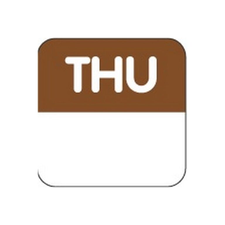 Removable Labels | Thursday | 24mm Square | 1000pcs