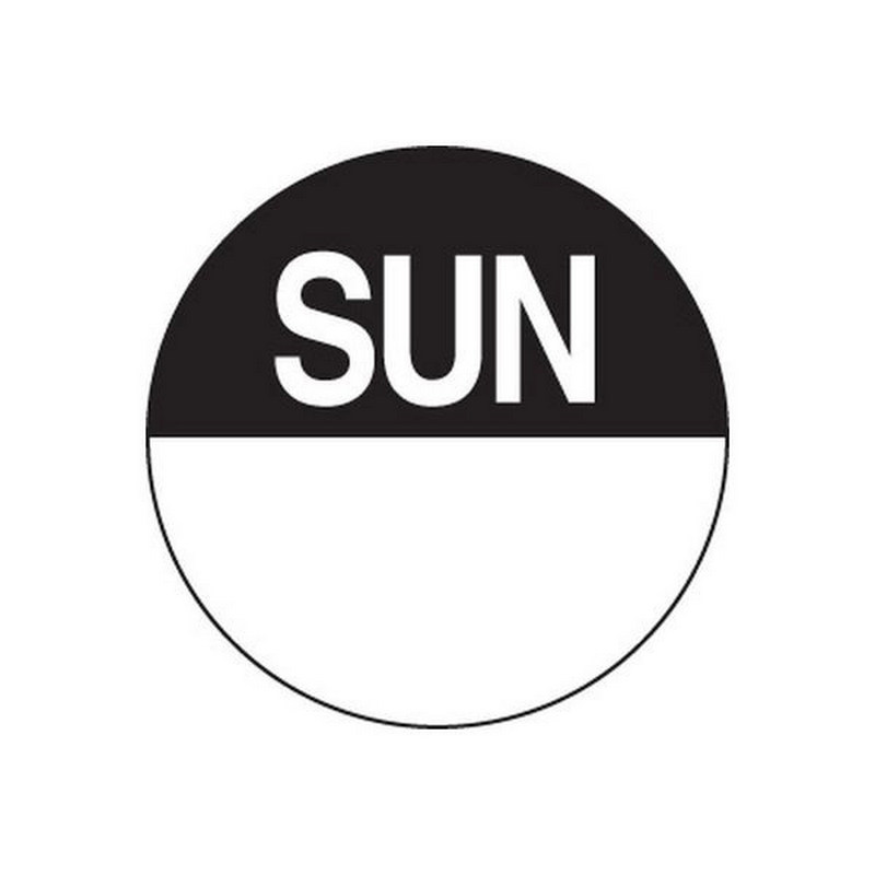 Removable Labels | Sunday | 24mm Circle | 1000roll