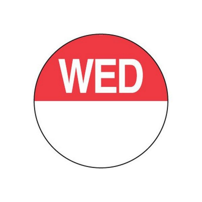 Permanent Labels | Wednesday | 24mm Circle | 1000roll