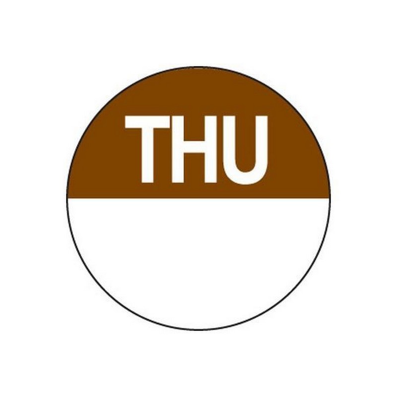 Permanent Labels | Thursday | 24mm Circle | 1000roll