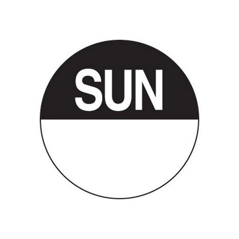 Permanent Labels | Sunday | 24mm Circle | 1000roll