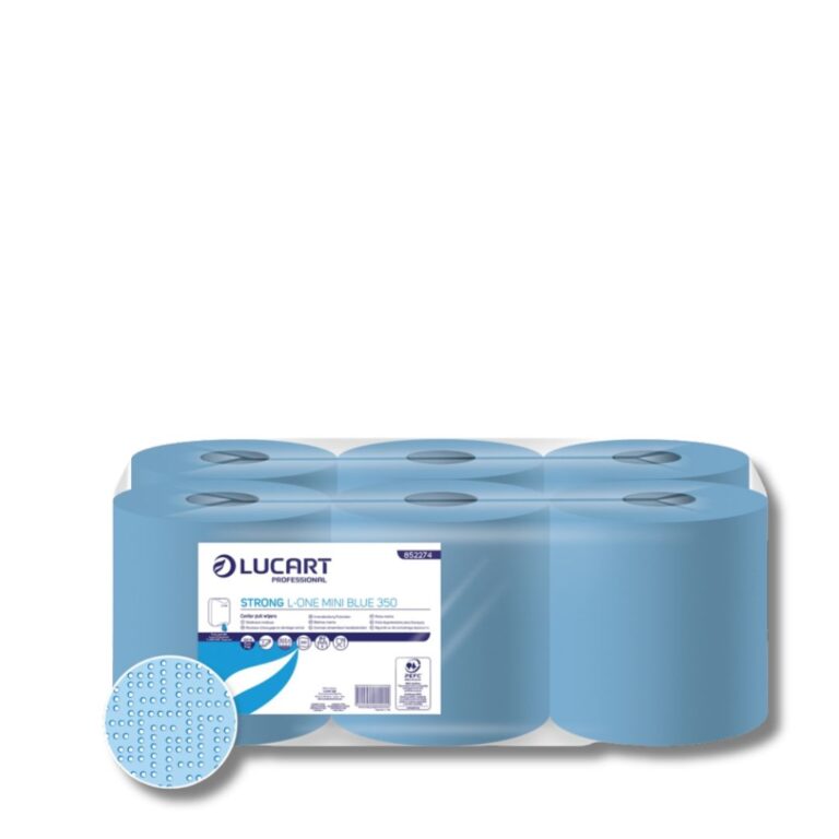 L-One Mini Blue Centre Feed Rolls provide hygienic, efficient, and sustainable dispensing for high-traffic environments.