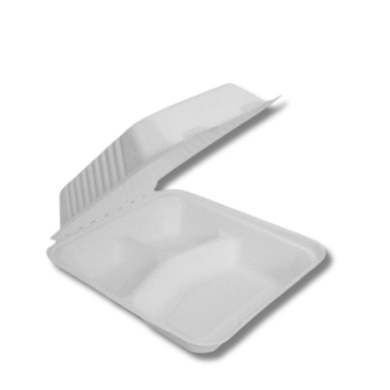 Clamshells | Bio | Sugarcane 3 Compartments | 8" | 200pcs
