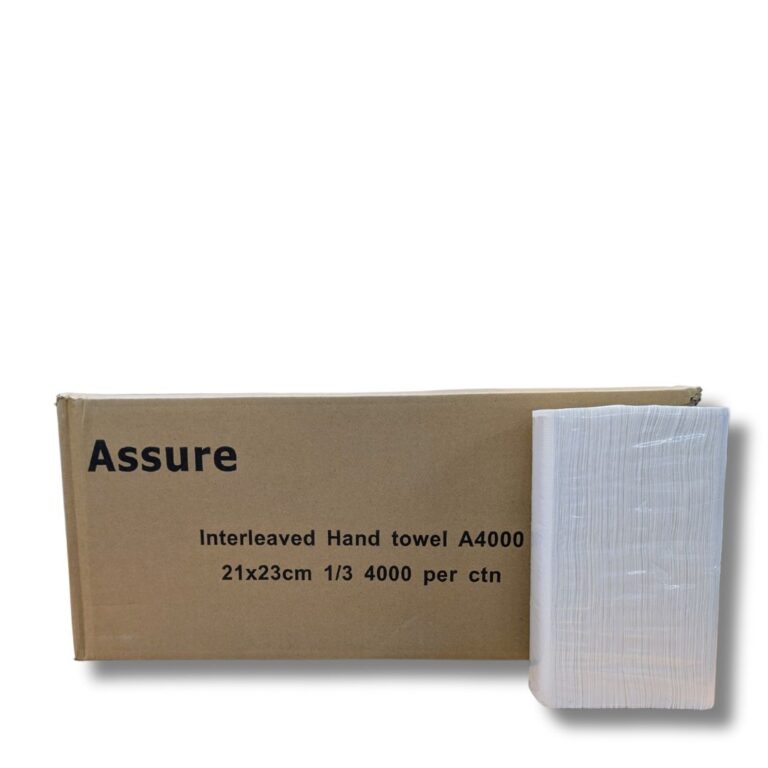 Assure Slimline Hand Towels – 4,000 Sheets (20 x 200 Packets) Bring a touch of quality and efficiency to your washrooms with Assure Slimline interleaved hand towels. Made from premium TAD (Through Air Drying) paper, these towels are stronger, softer, and more absorbent than standard LDC paper towels — giving your staff, guests, or customers a better drying experience every time. Each carton contains 20 convenient sleeves of 200 towels, making storage and refilling simple. With their crisp white finish and fine diagonal piped weave, these towels deliver both performance and presentation. Key Features & Benefits: High-performance TAD paper: twice the bulk and absorbency of standard paper. Strong when wet: resists tearing while providing a soft, efficient dry. Interleaved slimline design: ensures easy dispensing and reduced waste. Convenient bulk carton: 4,000 sheets in 20 packets for easy handling. Premium look and feel: bright white with a fine texture for a quality finish.