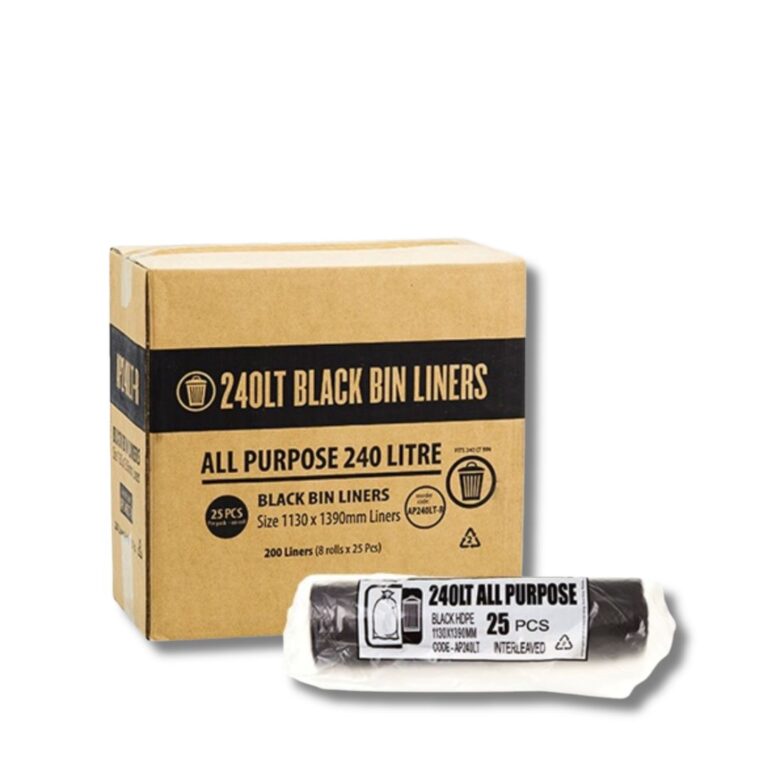 Garbage Bags | All Purpose HDPE Star Seal Roll | Black | 240L | 200pcs