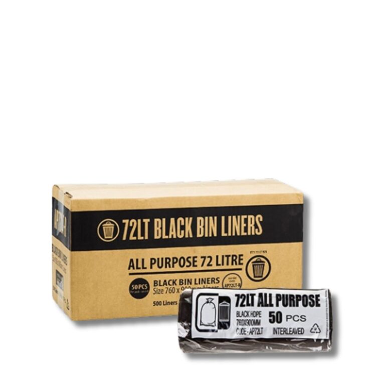 Reliable, versatile, and easy to use, these 72L Black All-Purpose Garbage Bags are the perfect solution for lighter loads in homes, offices, or commercial spaces.