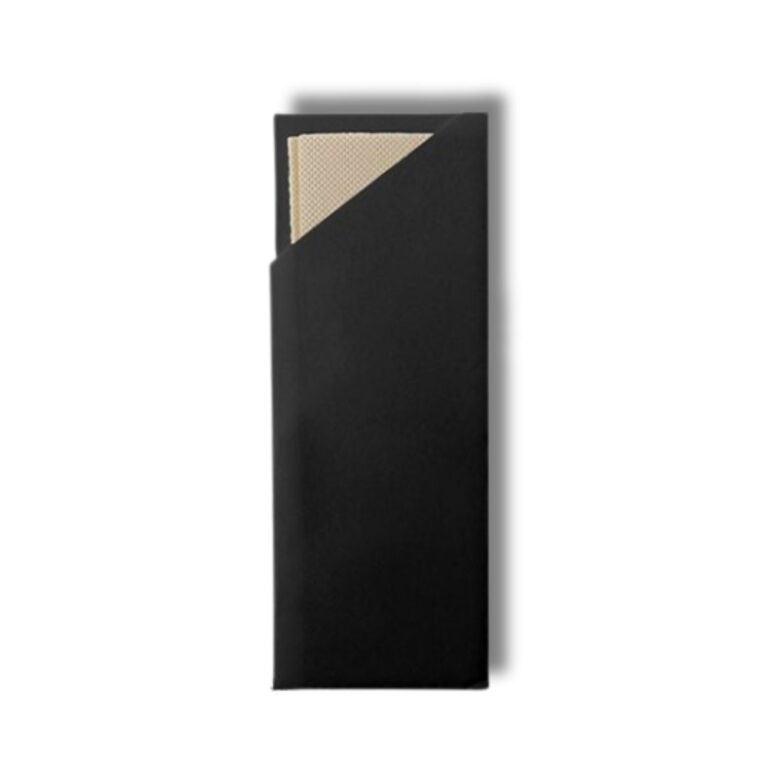 Cutlery Pouch | Black | with Bamboo Napkins | 1000pcs