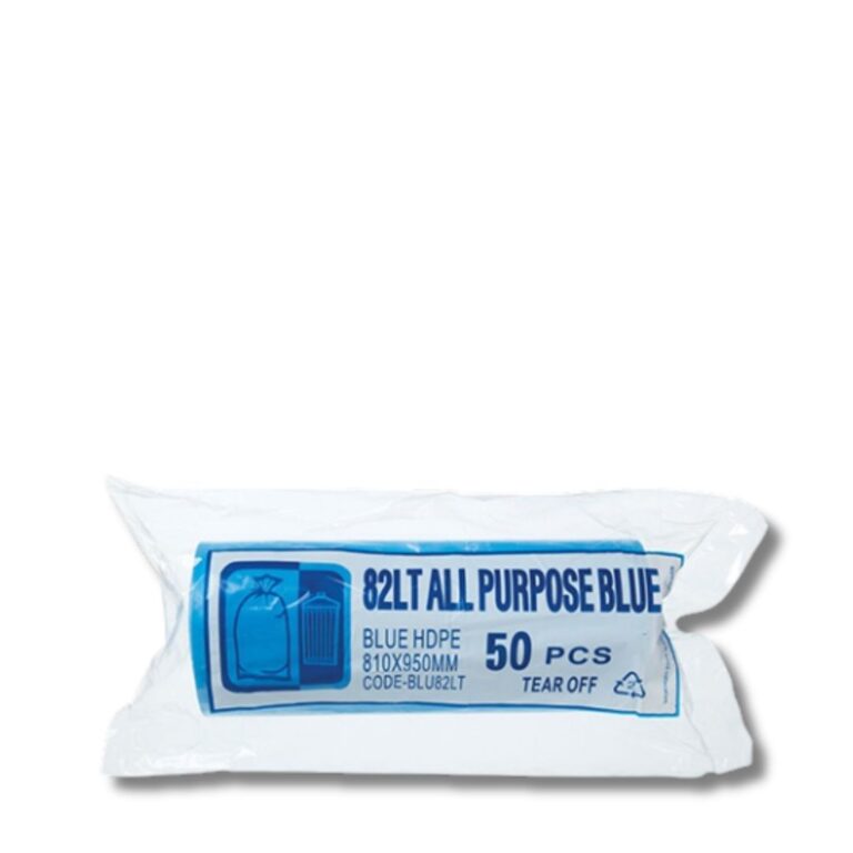 82L Blue All-Purpose Garbage Bags made from strong virgin HDPE, providing a dependable and cost-effective solution for everyday waste.