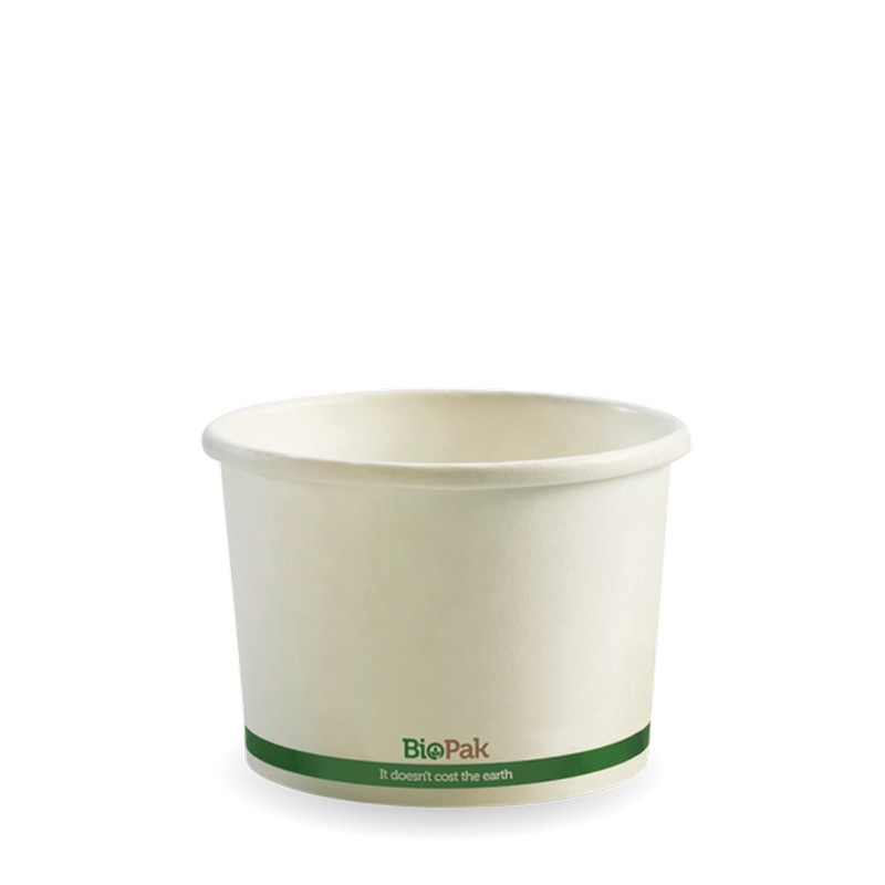 Bowls | Compostable | Hot & Cold PLA Paper White + Green Line | 8oz | 1000pcs