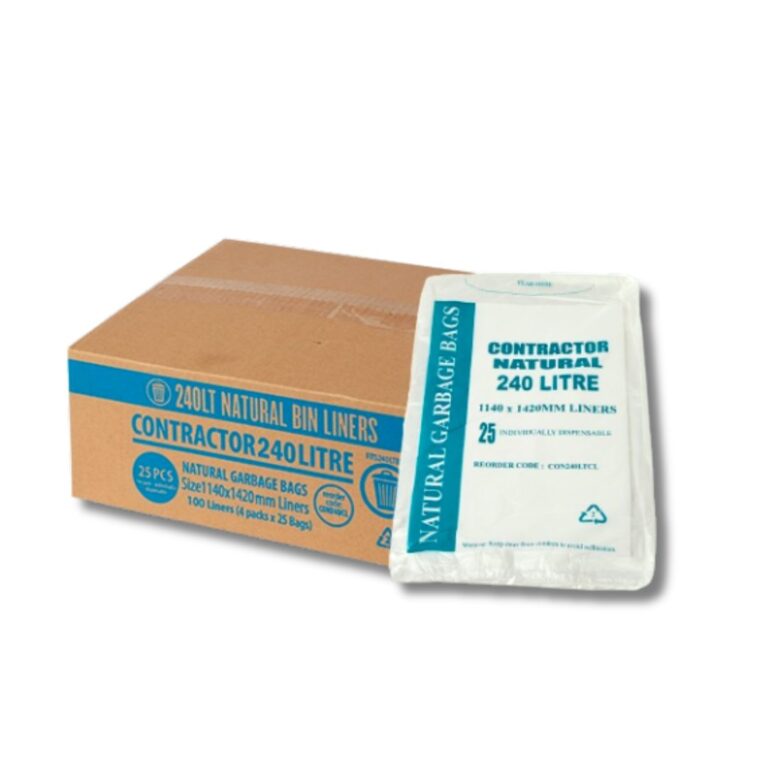 Garbage Bags | Contractor HFPE/LDPE Star Seal | Clear | 240L | 100pcs