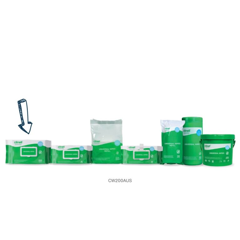 Clinell wipes range highlighting the 200pack