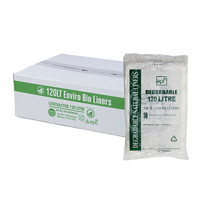 Garbage Bags | EPI Degradable HDPE | Clear | 120L | 200pcs