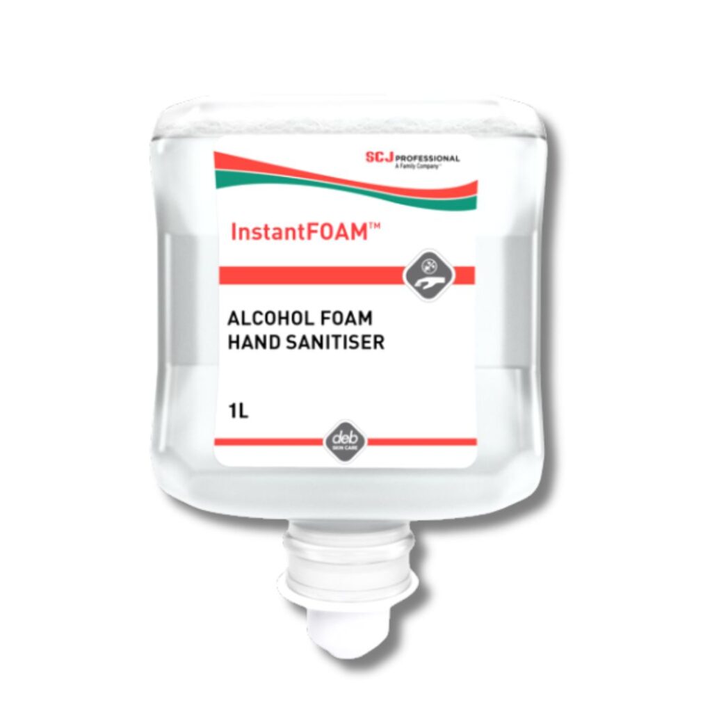 InstantFOAM® Alcohol-Based Foam Hand Sanitiser Highly effective Perfume-free, Dye-free, alcohol-based hand sanitiser. Kills 99.999% of many common germs, dispensed as a foam. The world’s first alcohol foam hand sanitiser. Where to use: Ideal in food, catering & educational facilities, or any other workplace, public facility where a higher level of hand hygiene is required.
