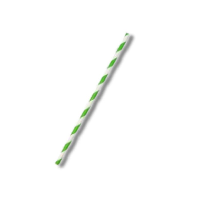 Paper Straw Regular Green Stripe | 2500pcs/ctn Add a fresh pop of colour to your beverage service with our Green Stripe Regular 3-ply Paper Straws. Designed for cold drinks such as soft drinks, juices, and iced beverages, these eco-friendly straws combine strength, style, and sustainability — perfect for cafés, bars, and catering events. Made from FSC® MIX certified paper, they’re responsibly sourced and packaged in a shelf-ready retail dispenser box for easy access and storage in busy hospitality environments. Features: Ideal for soft drinks, juices, and iced beverages Strong, durable 3-ply paper construction Green and white striped design adds a fun, fresh look FSC® certified paper from responsible sources Packaged in a shelf-ready retail dispenser box Specifications: Material: Paper Colour: Green Stripe Dimensions: 6 × 197 mm Units per carton: 2500 pcs (10 × 250)