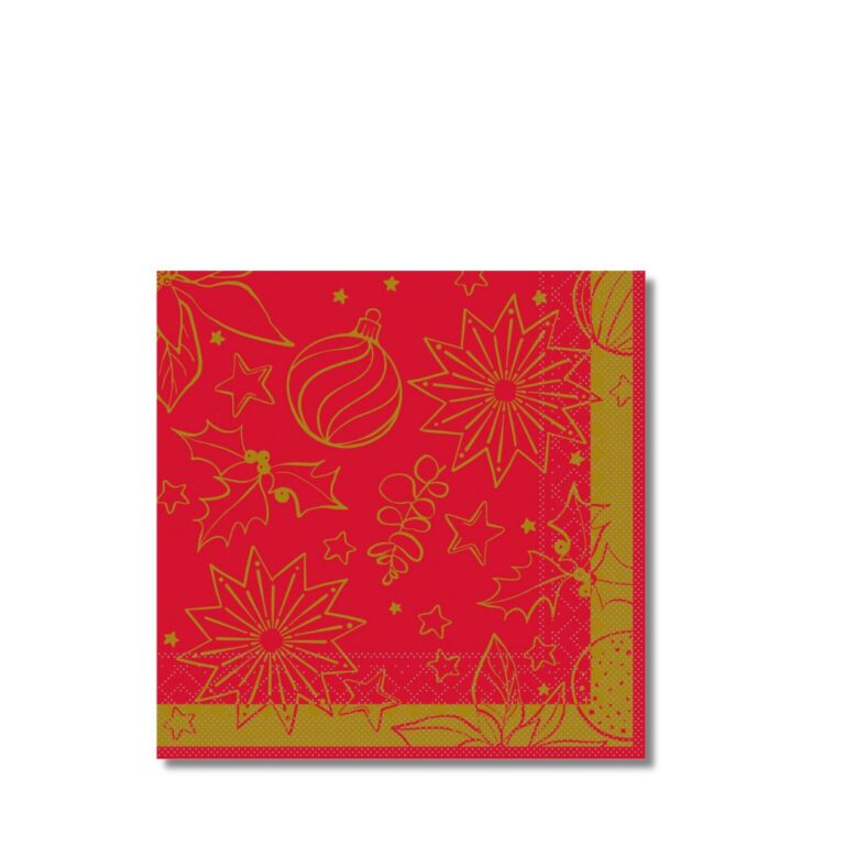 Dinner Napkins | Christmas Milan Red+Gold | 40x40cm | 50pcs