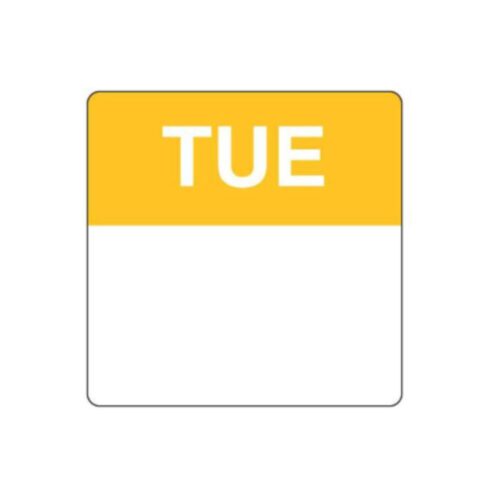 Dissolvable Labels | Tuesday | 40mm Square | 500roll