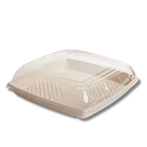Lids | PET Sugarcane Catering Trays | Large 418x418x75mm | 50pcs