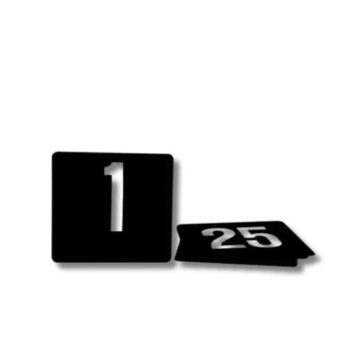 Table Numbers | Set 1-100 | White on Black | Plastic | 105x95mm