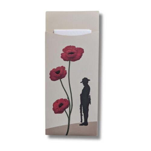 Cutlery Pouch | Anzac | 85x200mm | + 3ply White Napkin | 500pcs