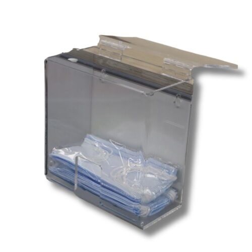 Hairnet & Mask Dispenser | Clear Acrylic | Flat Hinged Lid