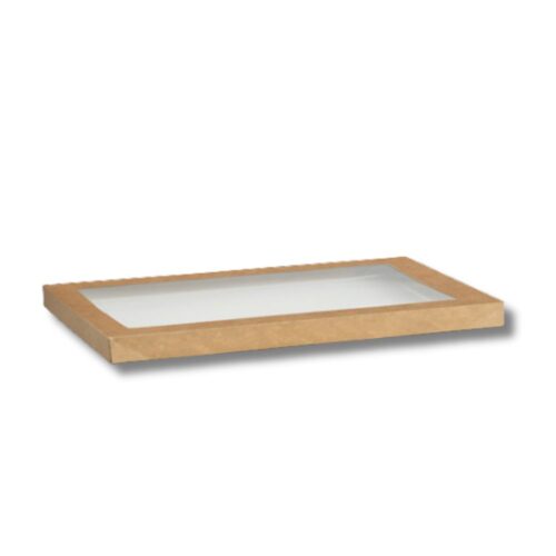 Lids | PET Window | Large Kraft Catering Tray 582x275mm | 100pcs