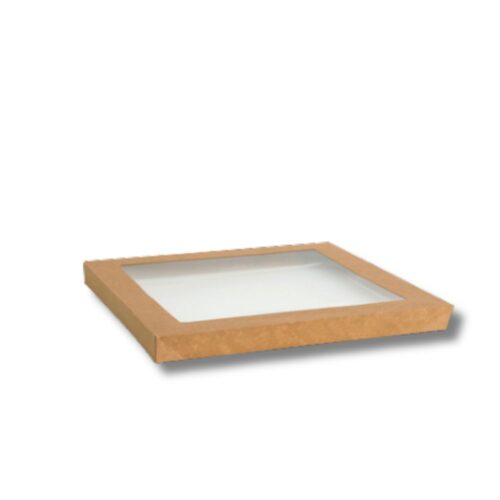 Lids | PET Window | Medium Kraft Catering Tray 382x275mm | 100pcs
